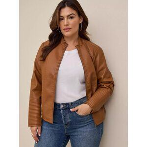 Torrid - Faux Leather Collarless Moto Jacket